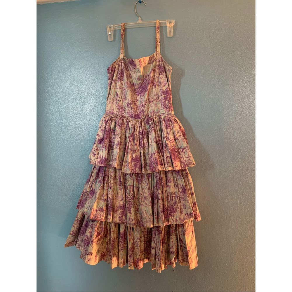 Amazing Vintage Handmade Cotton Tiered Midi Dress 50s/60s